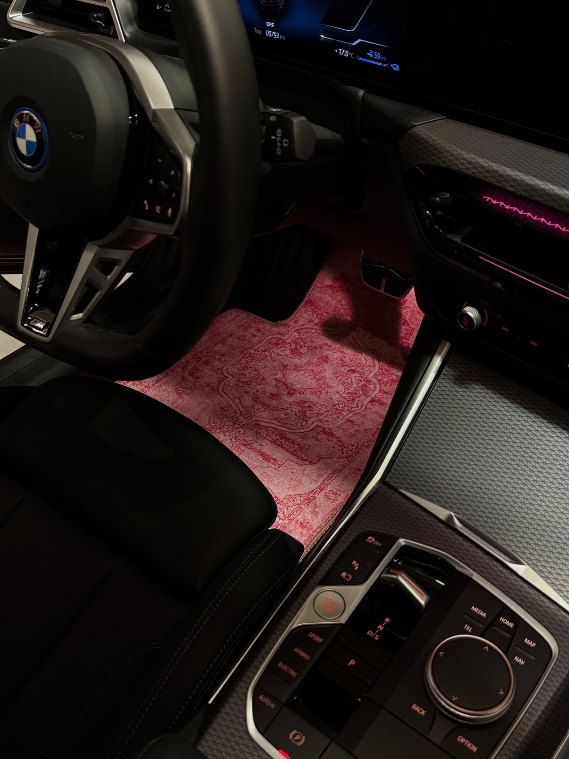 Rose Kurdium mat in BMW with ambient lighting